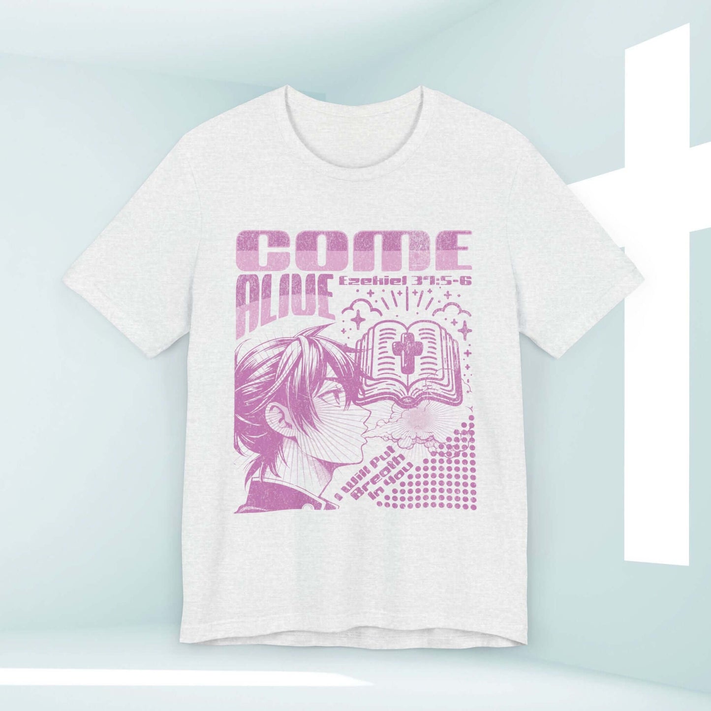 Come Alive Christian t-shirt with retro graphic and Bible verse, perfect for Christian streetwear and sharing faith.