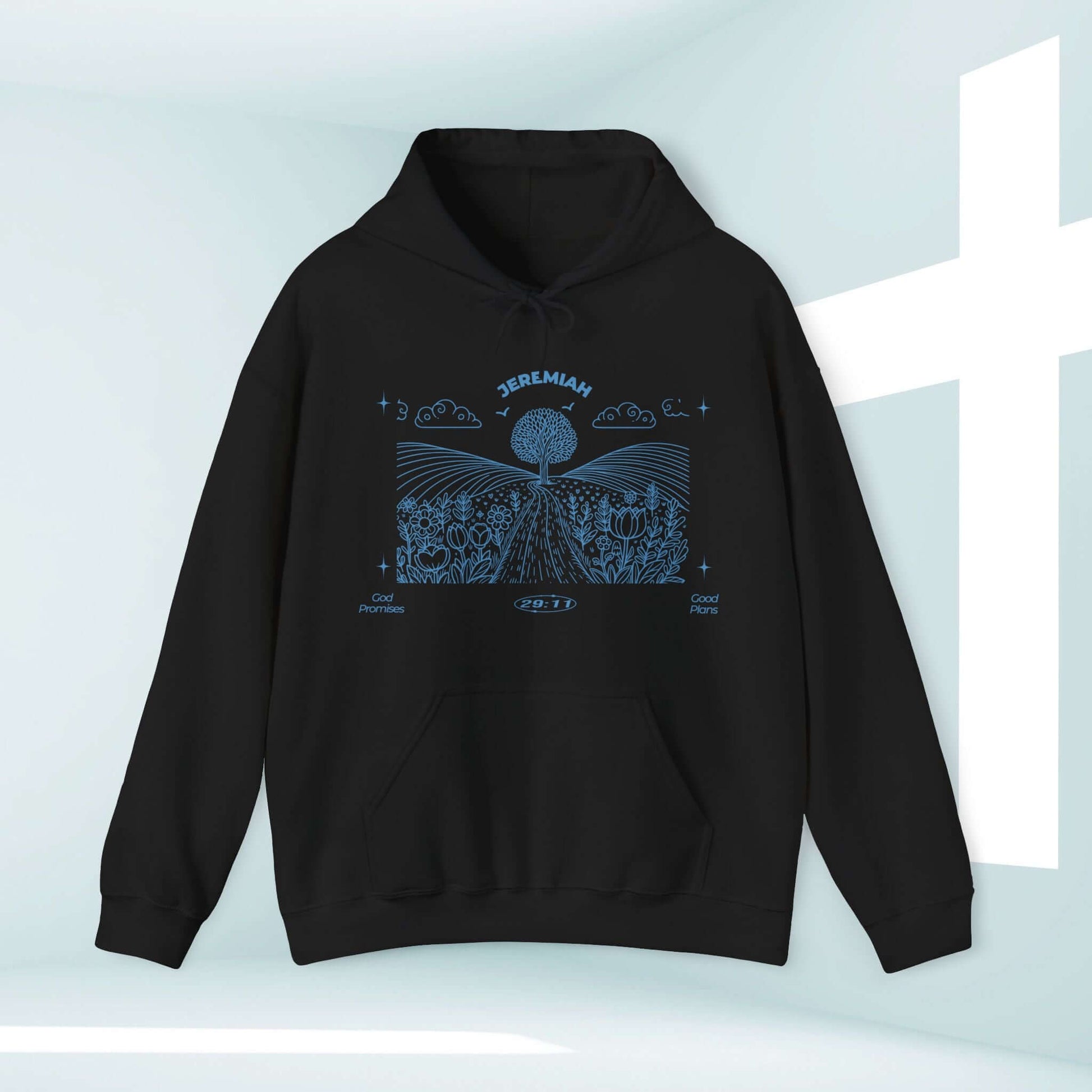 For I Know The Plans Christian Hoodie, Bible Verse Sweatshirt, Black Hooded Pullover, Inspirational Faith-Based Apparel, Religious Gift