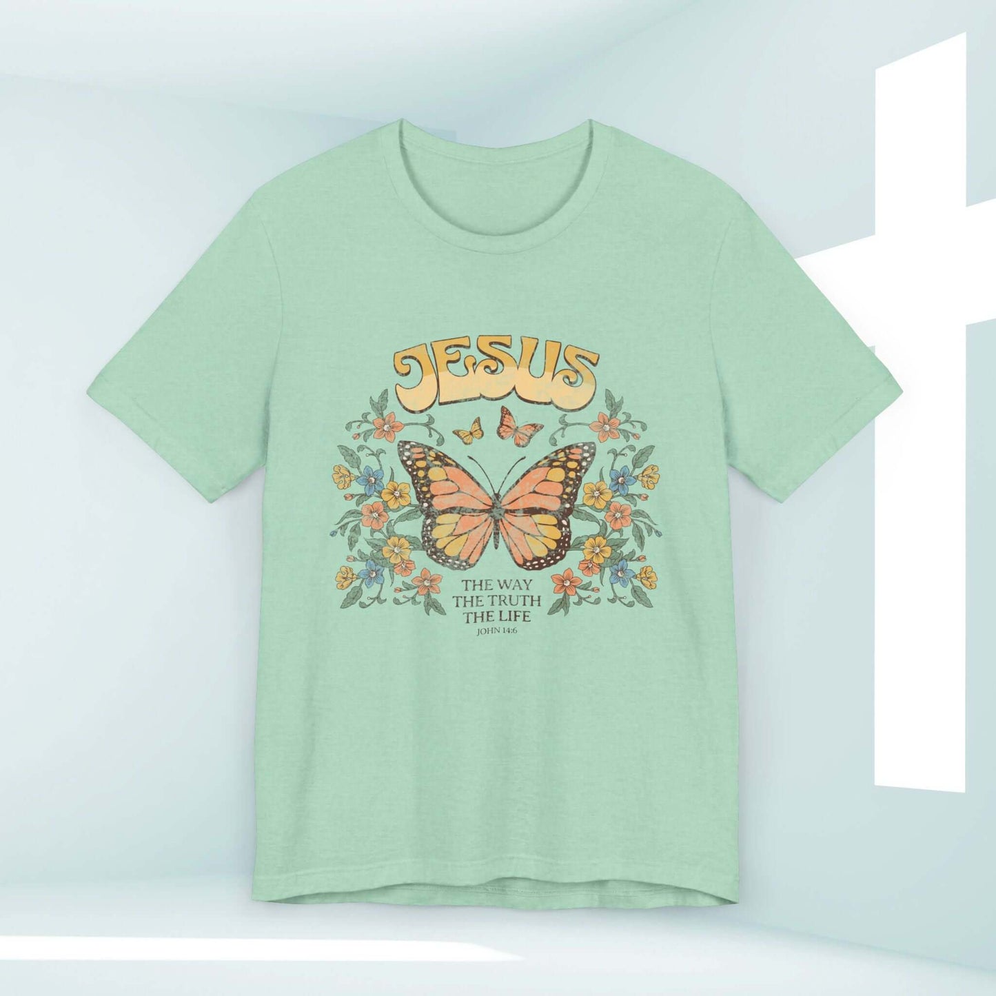 Jesus The Way The Truth The Life Butterfly Christian T-shirt Inspirational Faith-Based Tee