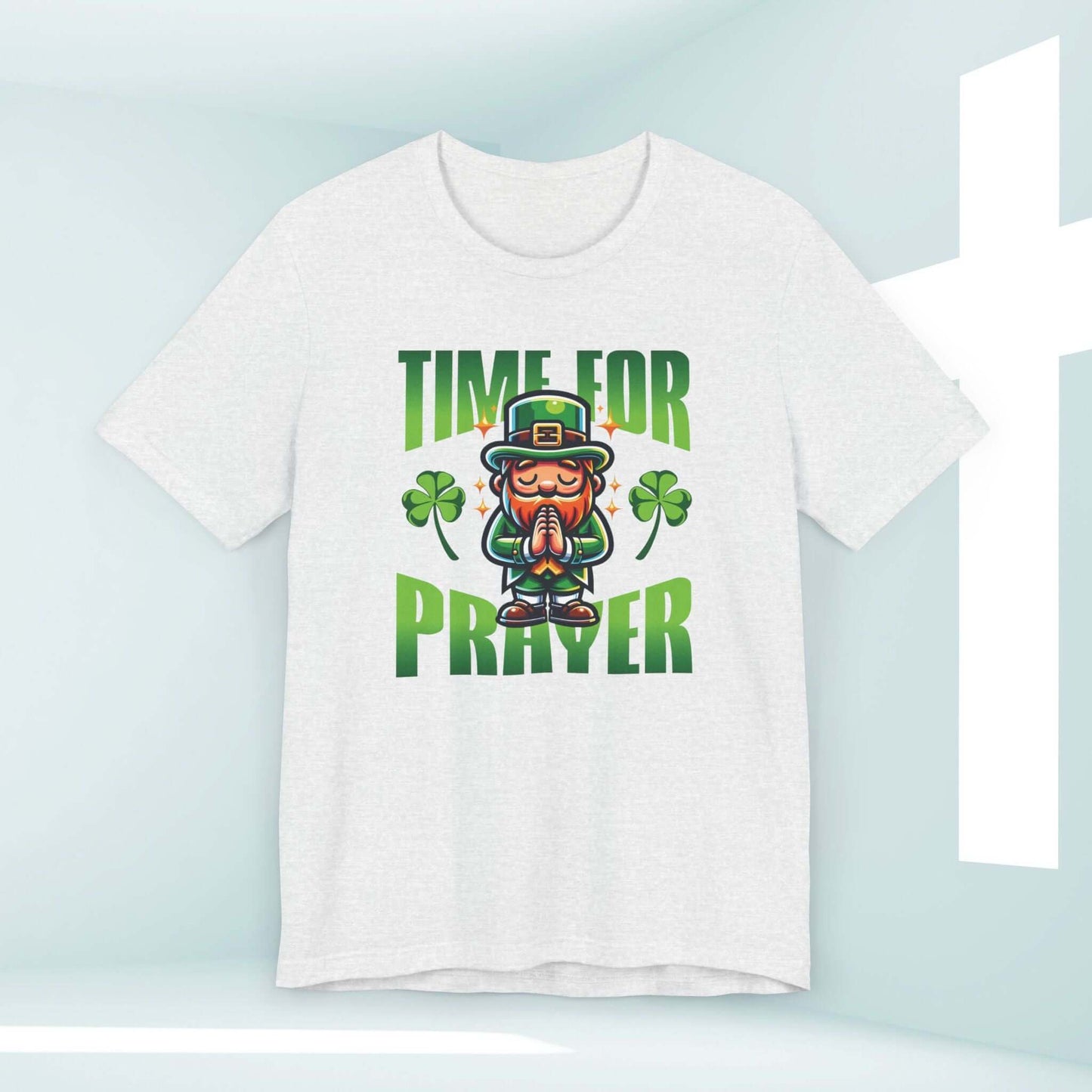 St Patrick's Day Christian Shirt with Praying Leprechaun, Shamrock Tee for Faith-Based Celebrations