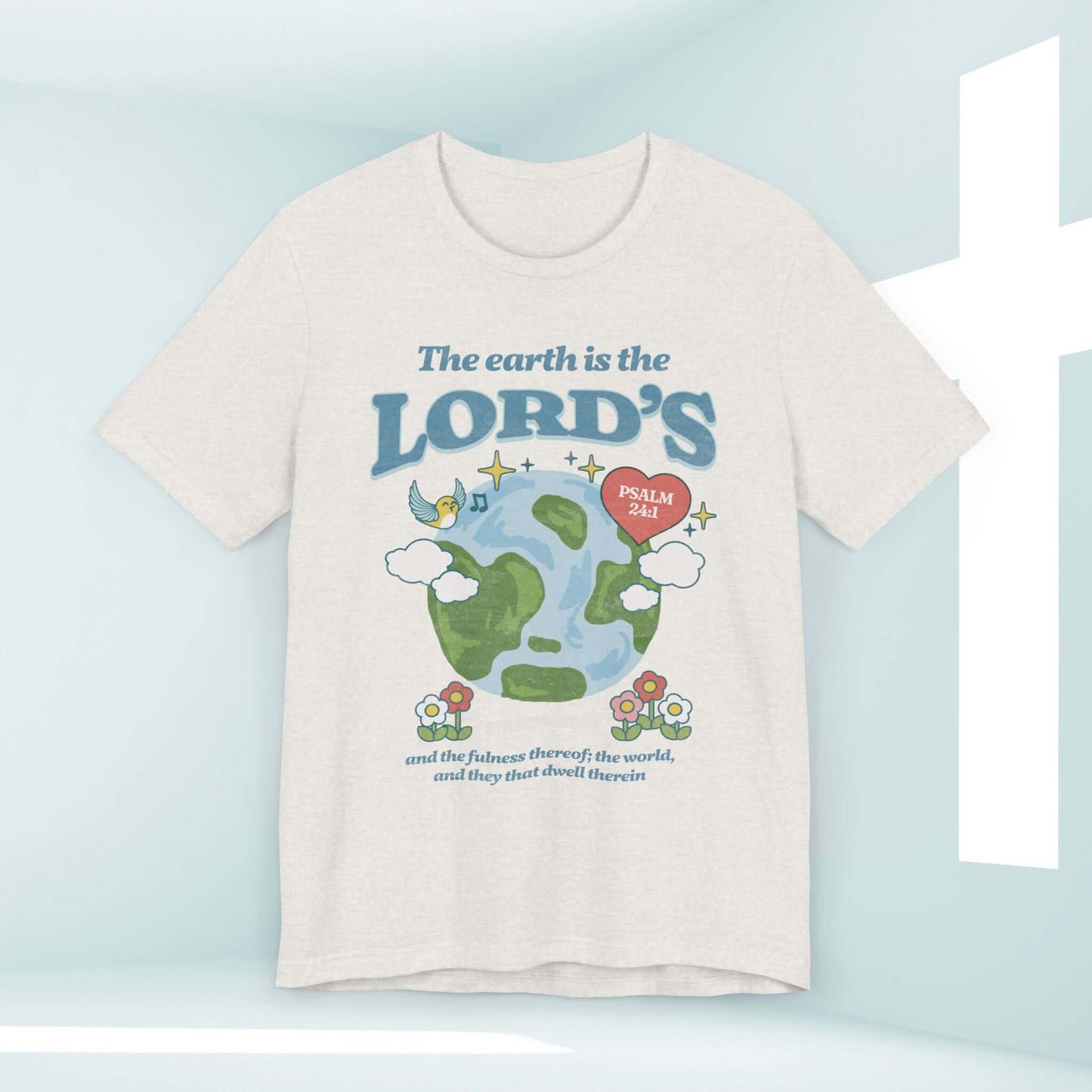 Christian Camping Nature Shirt for Earth Day - The Earth Is The Lord's Bible Verse - Faith-Based Inspirational Tee