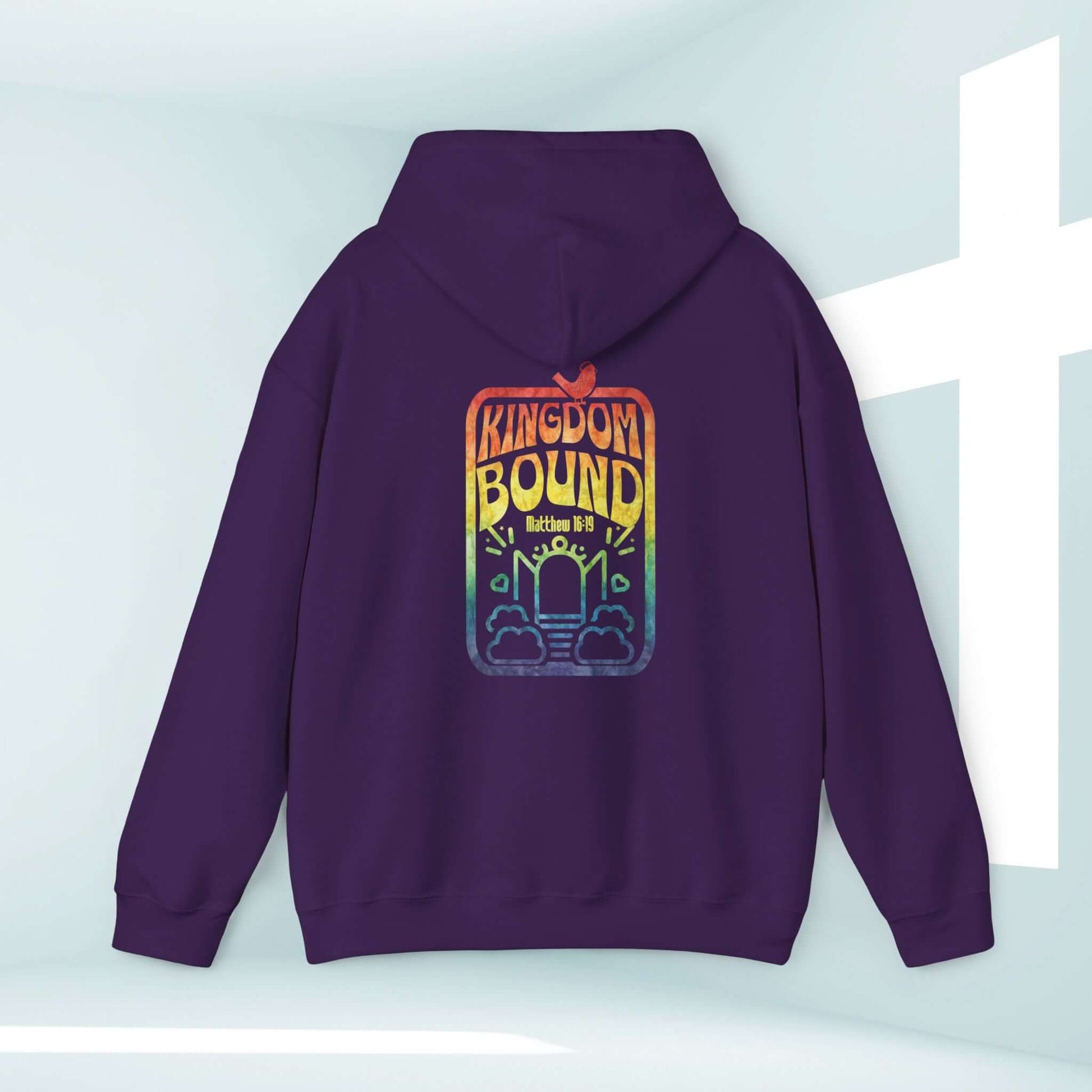 Christian hoodie with "Kingdom Bound" Bible verse graphic, perfect for faith-based inspiration, Christian concerts, and boho style.