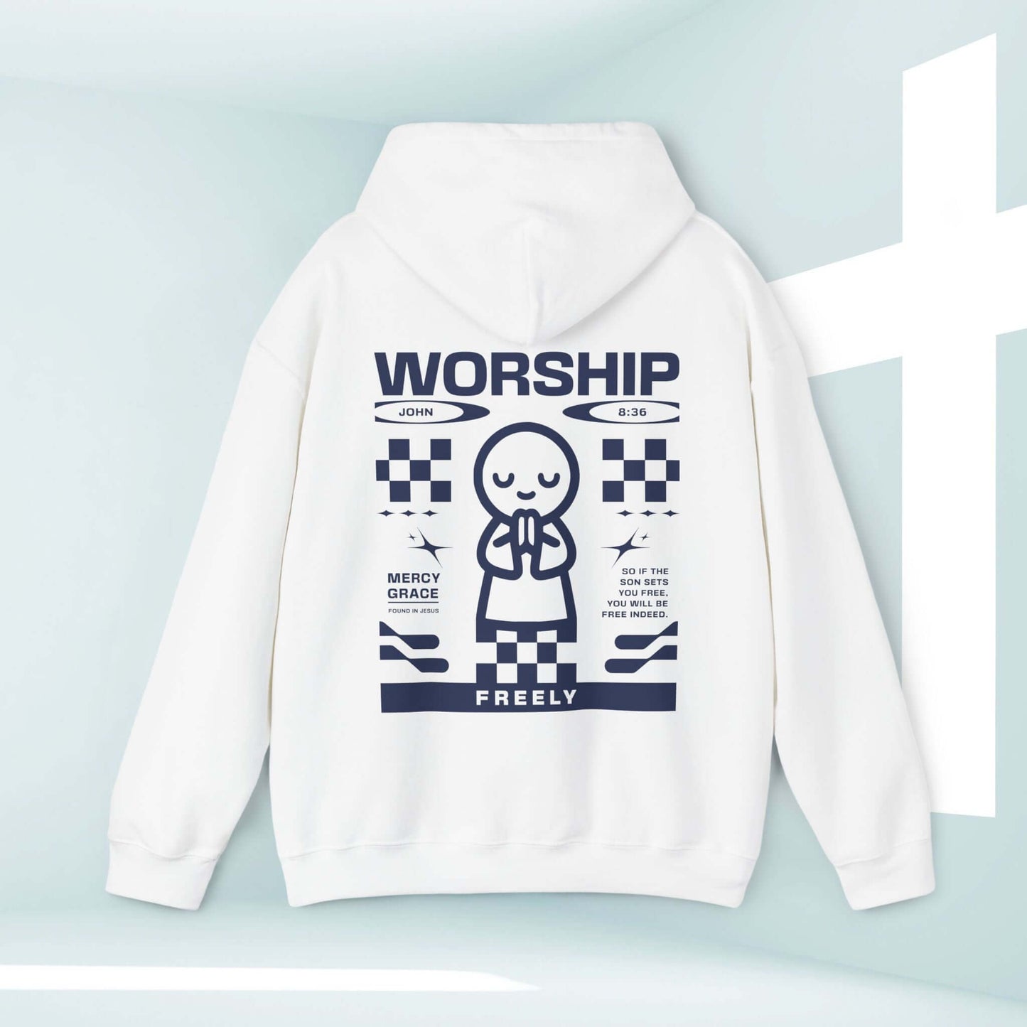 Worship Freely Christian hoodie with inspiring faith-based graphic design, perfect church shirt, prayer shirt, and Christian apparel