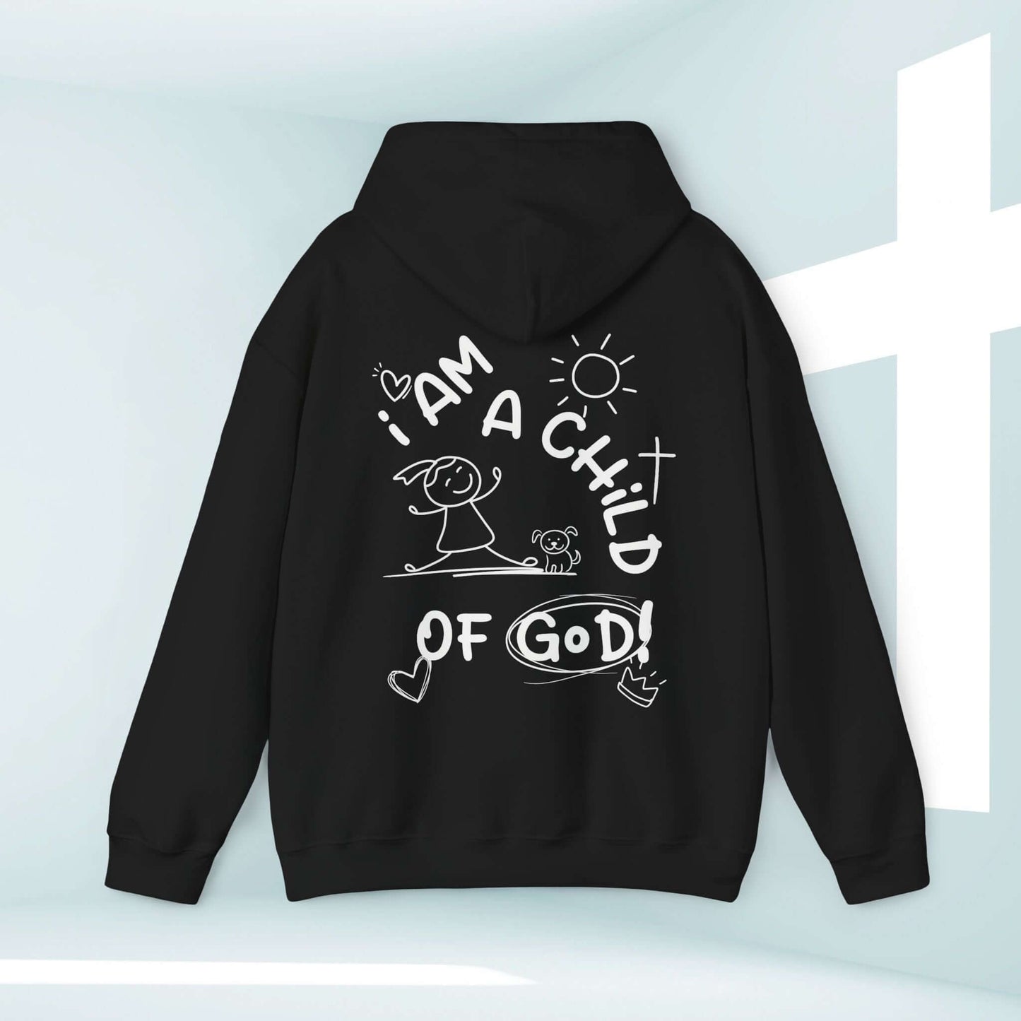 I Am A Child Of God With Dog Christian Hoodie, faith-inspired women's Christian hooded sweatshirt with kangaroo pocket and double-lined hood.