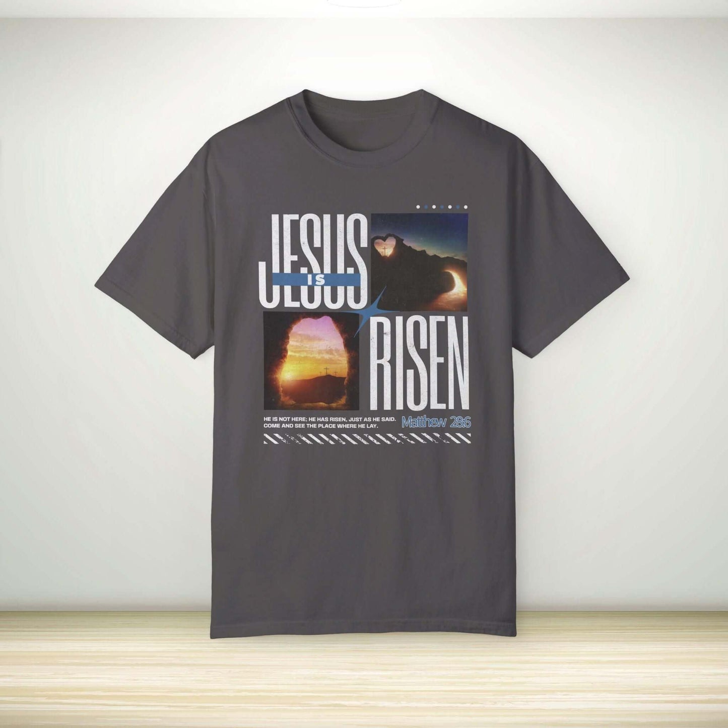 Jesus Is Risen Easter t-shirt, religious Christian Bible verse shirt, Easter gift, faith graphic tee, soft and comfortable religious apparel