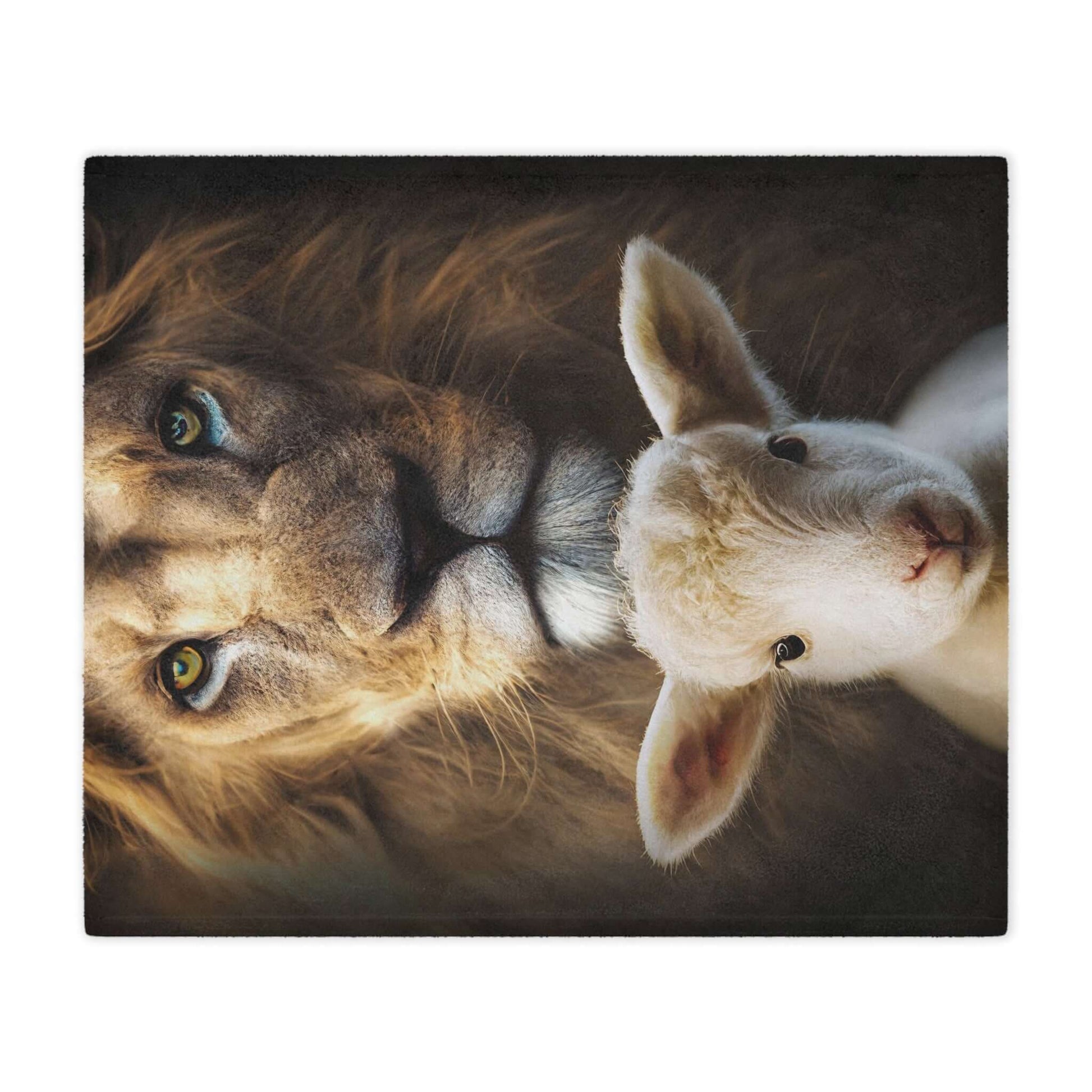 Christian blanket with Lion of Judah and Lamb of God design, perfect for religious home decor and cozy Christian bedding.