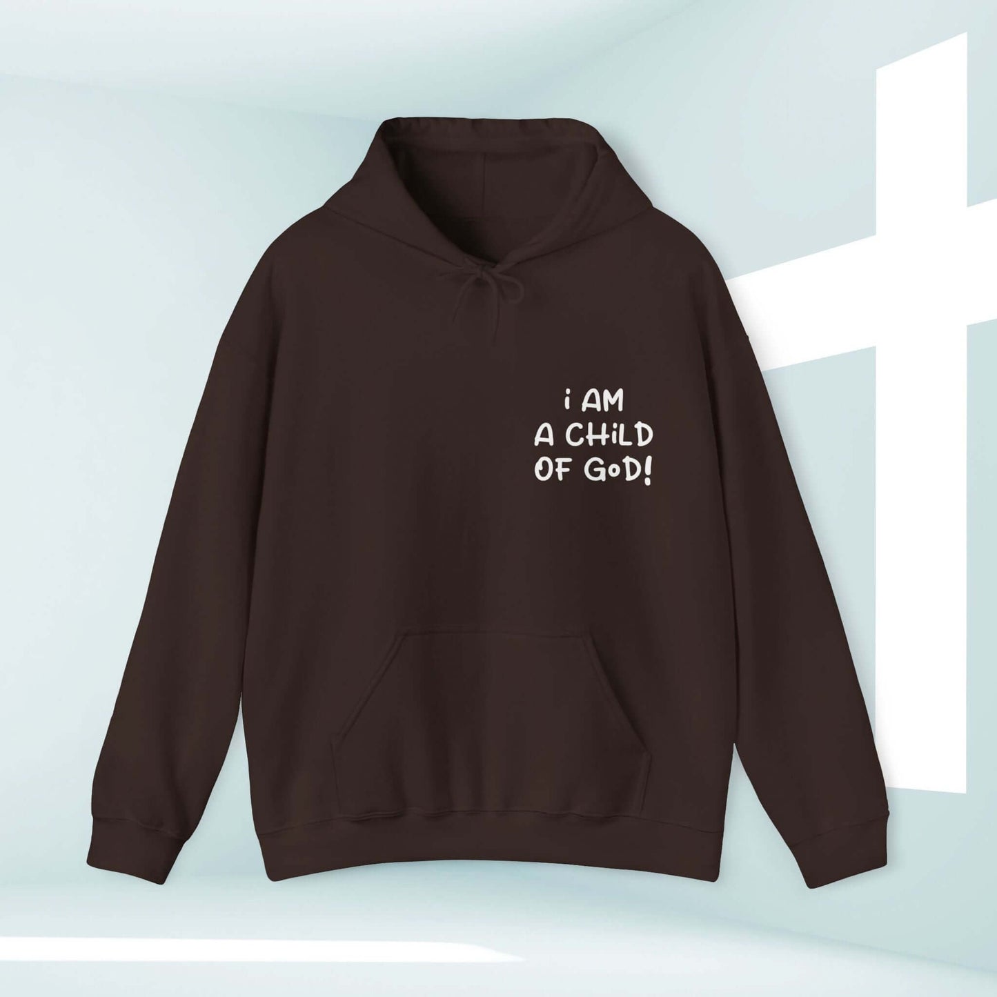 Black "I Am A Child Of God" Christian Hoodie with Dog, Faith-Based Inspirational Hooded Sweatshirt for Women, Comfort and Style