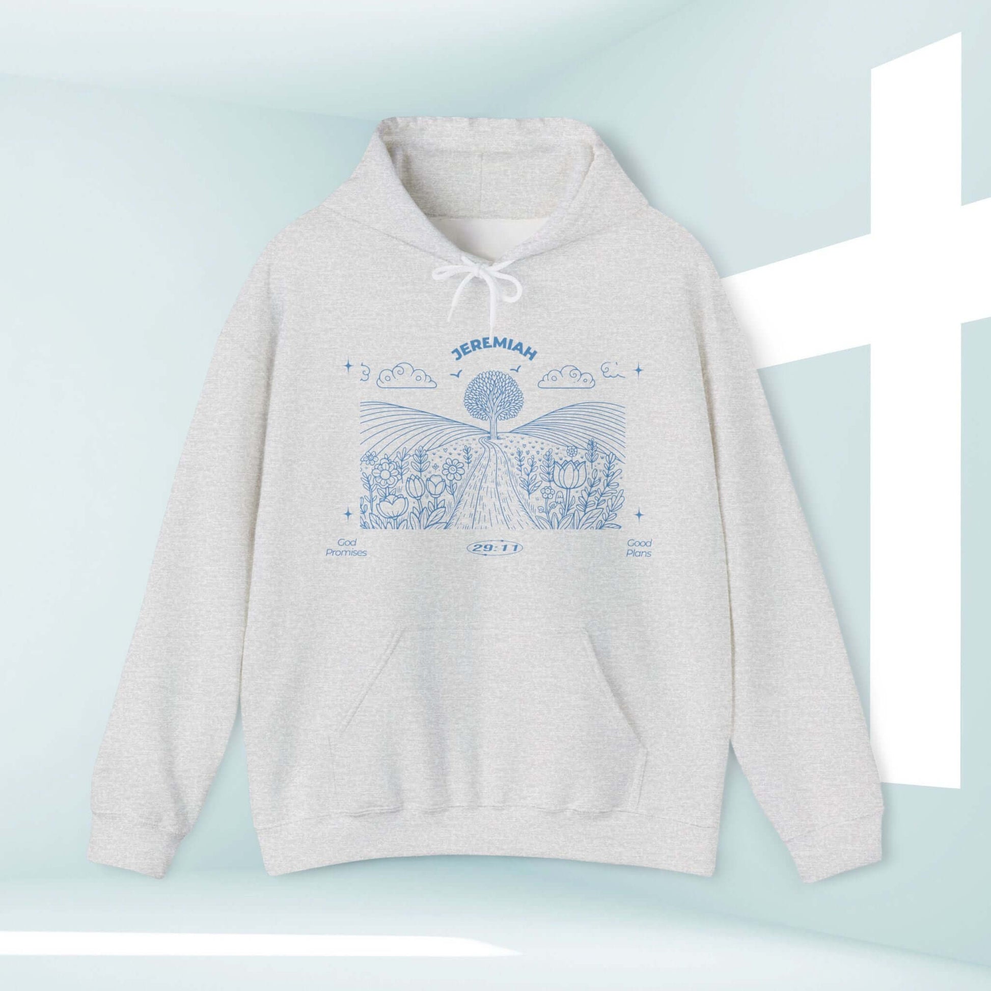 For I Know The Plans Christian Hoodie with Jeremiah 29:11 bible verse, inspirational and faith-based pullover sweatshirt