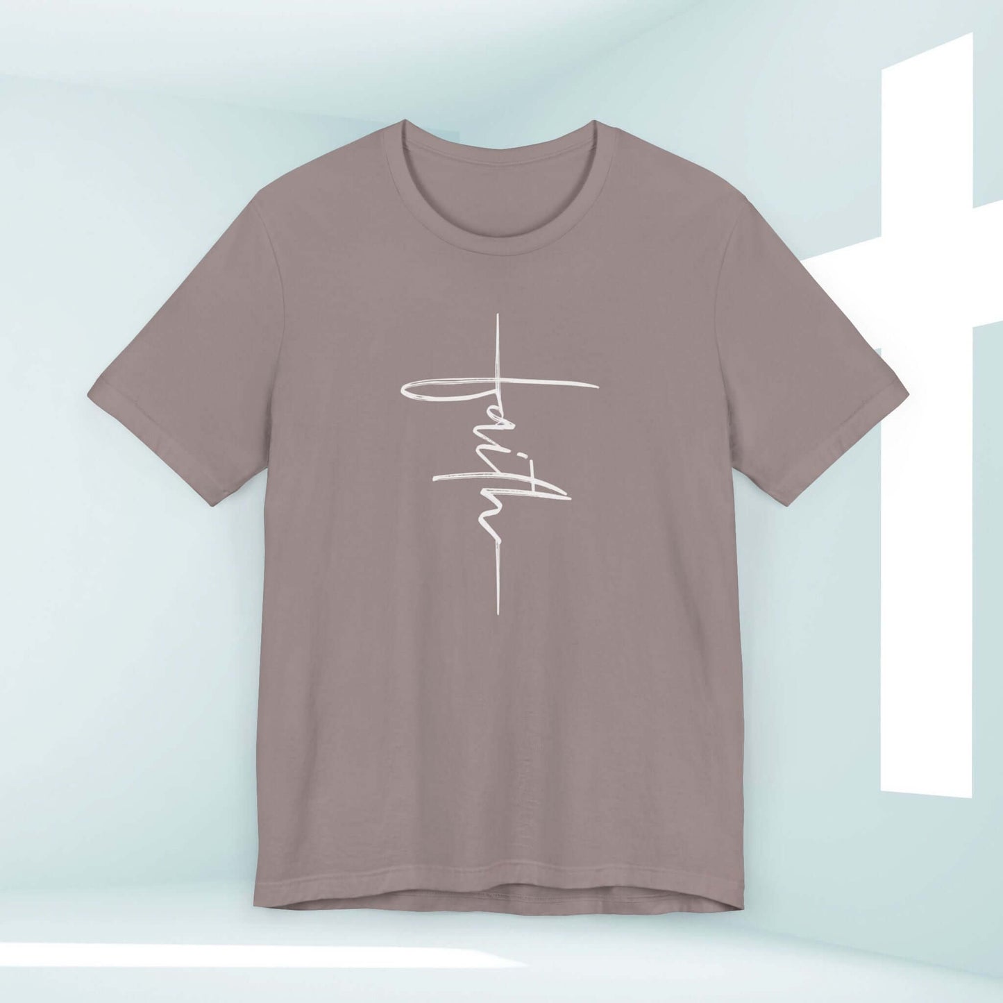 Faith Cross Women's Christian T-Shirt with Bible Verse, perfect faith-based gift; inspirational religious clothing and Christian apparel