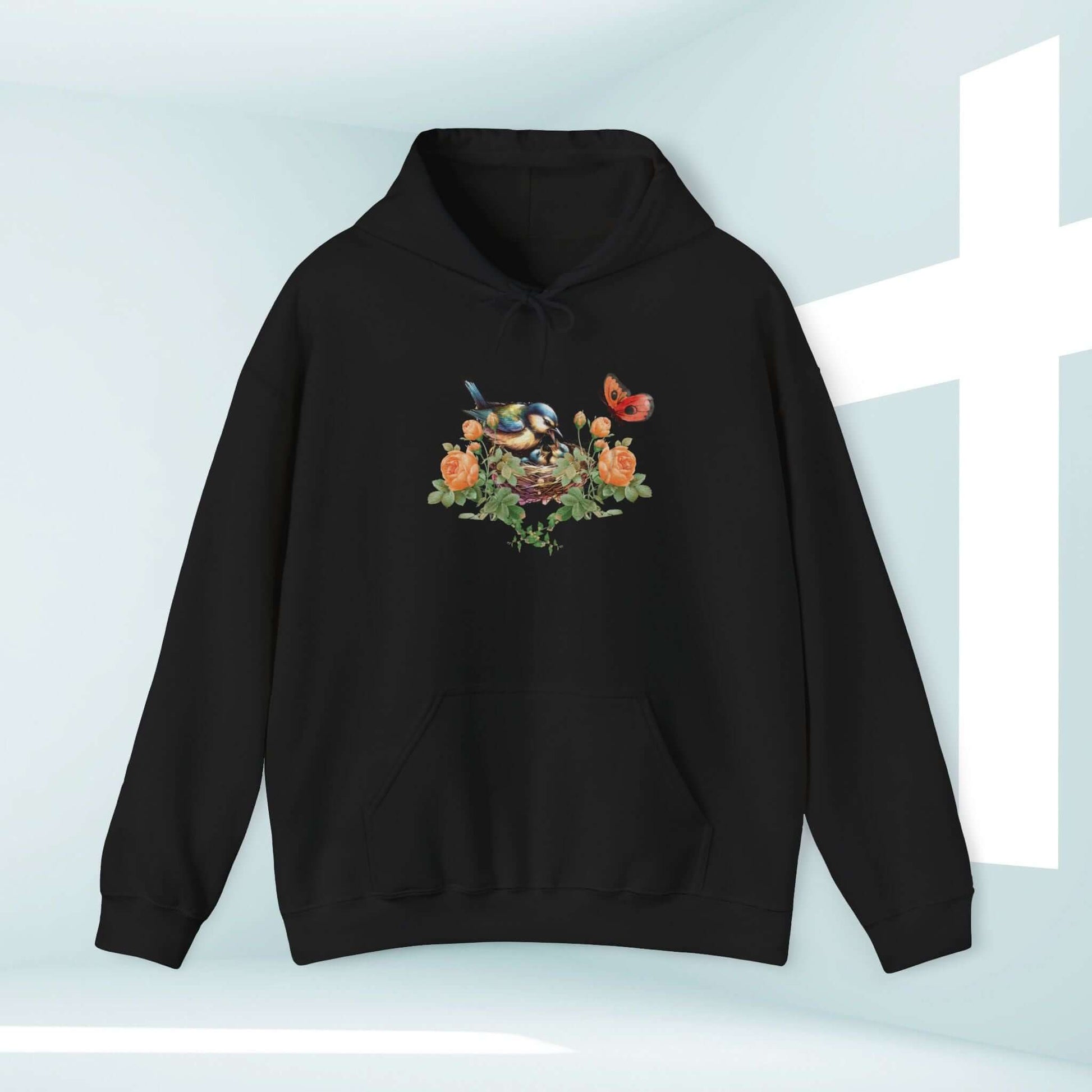 Bird Butterfly Christian Hoodie with Floral Design - Perfect Mother's Day Gift