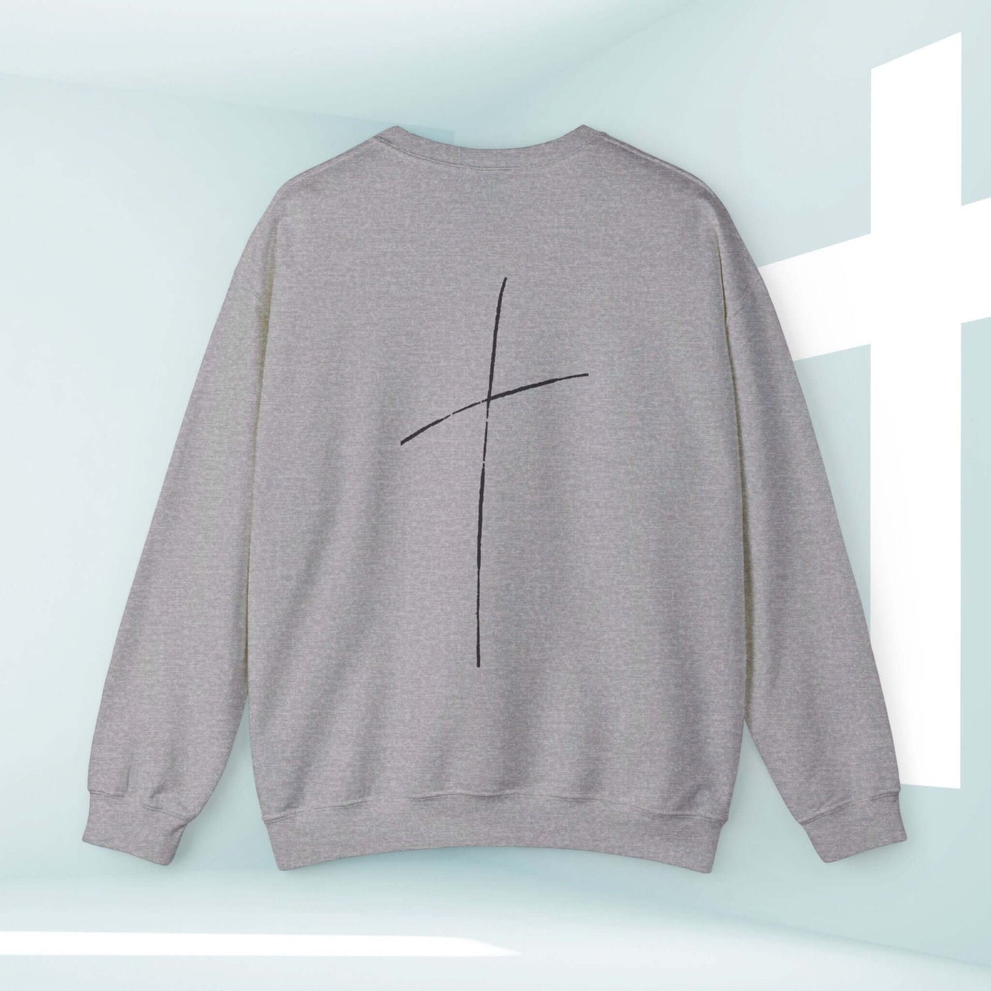 Cross On Back Sweatshirt, Christian Crewneck, Jesus Over Everything, Faith Apparel, Inspirational Religious Sweater, Bible Verse Shirt