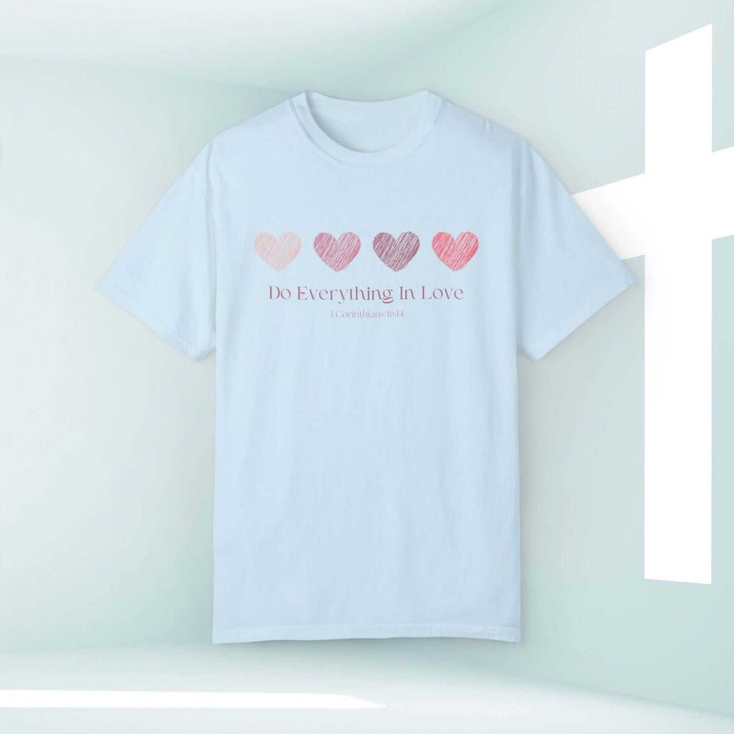 Christian Love Heart Wedding Shirt with "Do Everything In Love" design, perfect for weddings, anniversaries, Valentine's Day, and faith-based occasions.