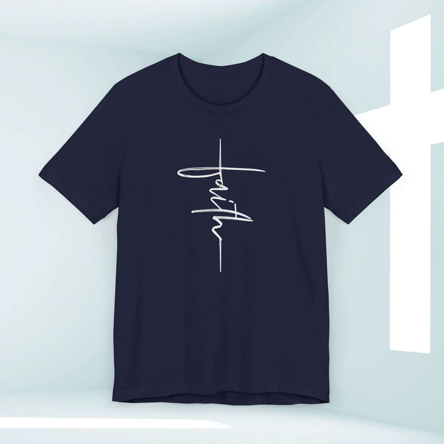 Stylish black Faith Cross Women's Christian T-Shirt with inspiring Bible verse, perfect inspirational and religious gift for any occasion.