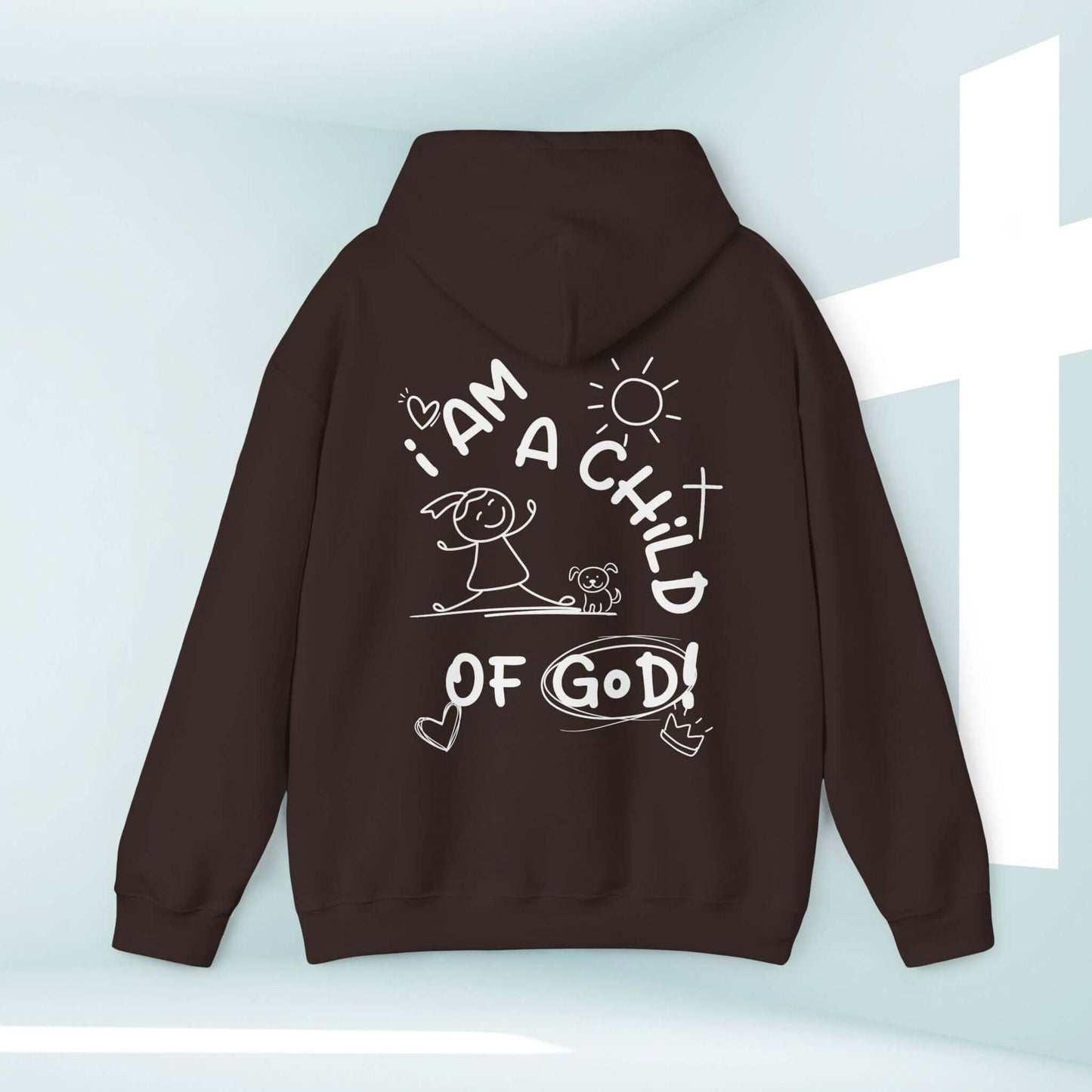 Black "I Am A Child Of God" Hoodie with Dog Design for Christian Faith, Inspirational Christian Hooded Sweatshirt, Child of God Apparel