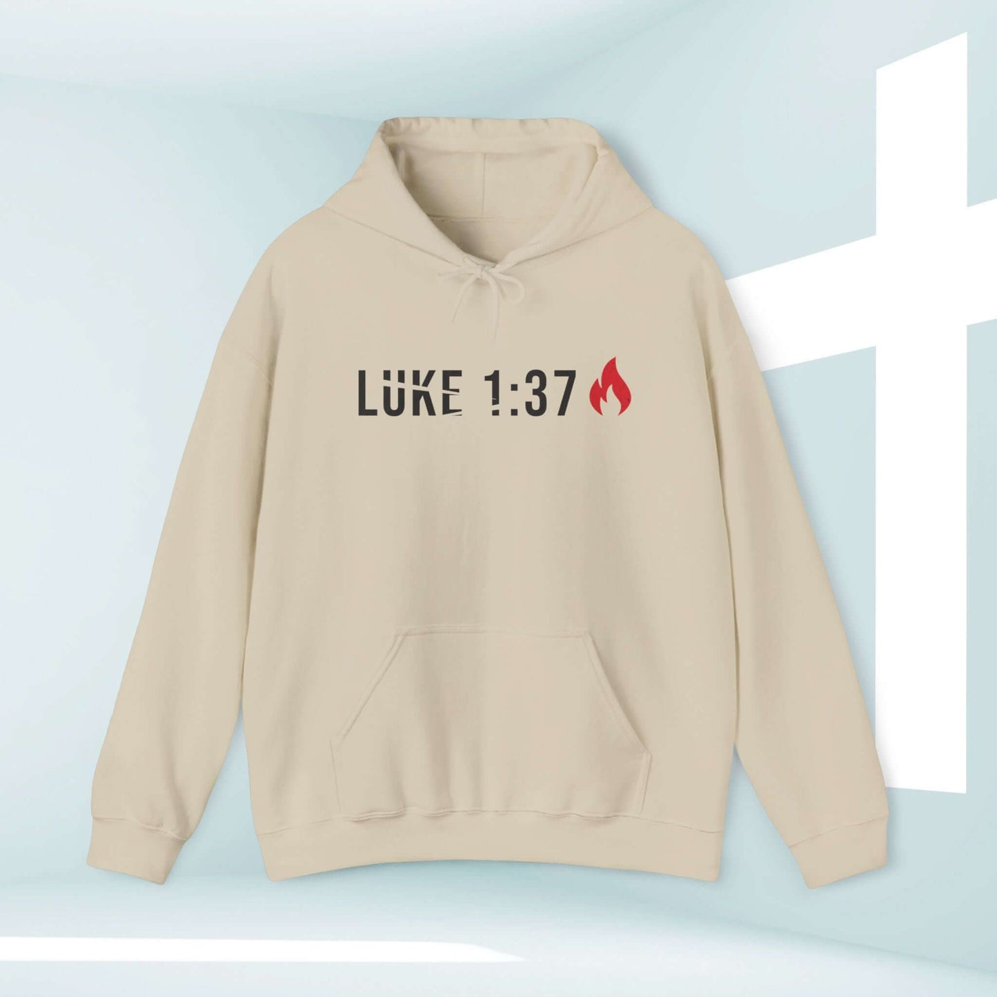 Mens Christian Hoodie with Luke 1:37 Bible Verse Design, Jesus Shirt for Men, Religious Gift for Dad, Inspirational Christian Apparel