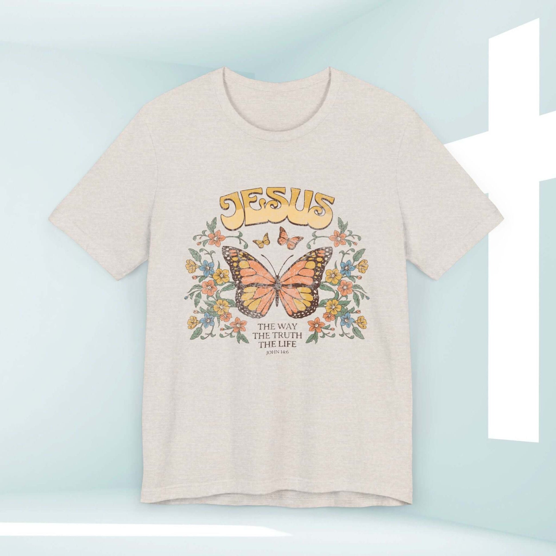 Jesus The Way The Truth The Life Butterfly Christian T-shirt with inspirational faith-based design - perfect christian apparel gift