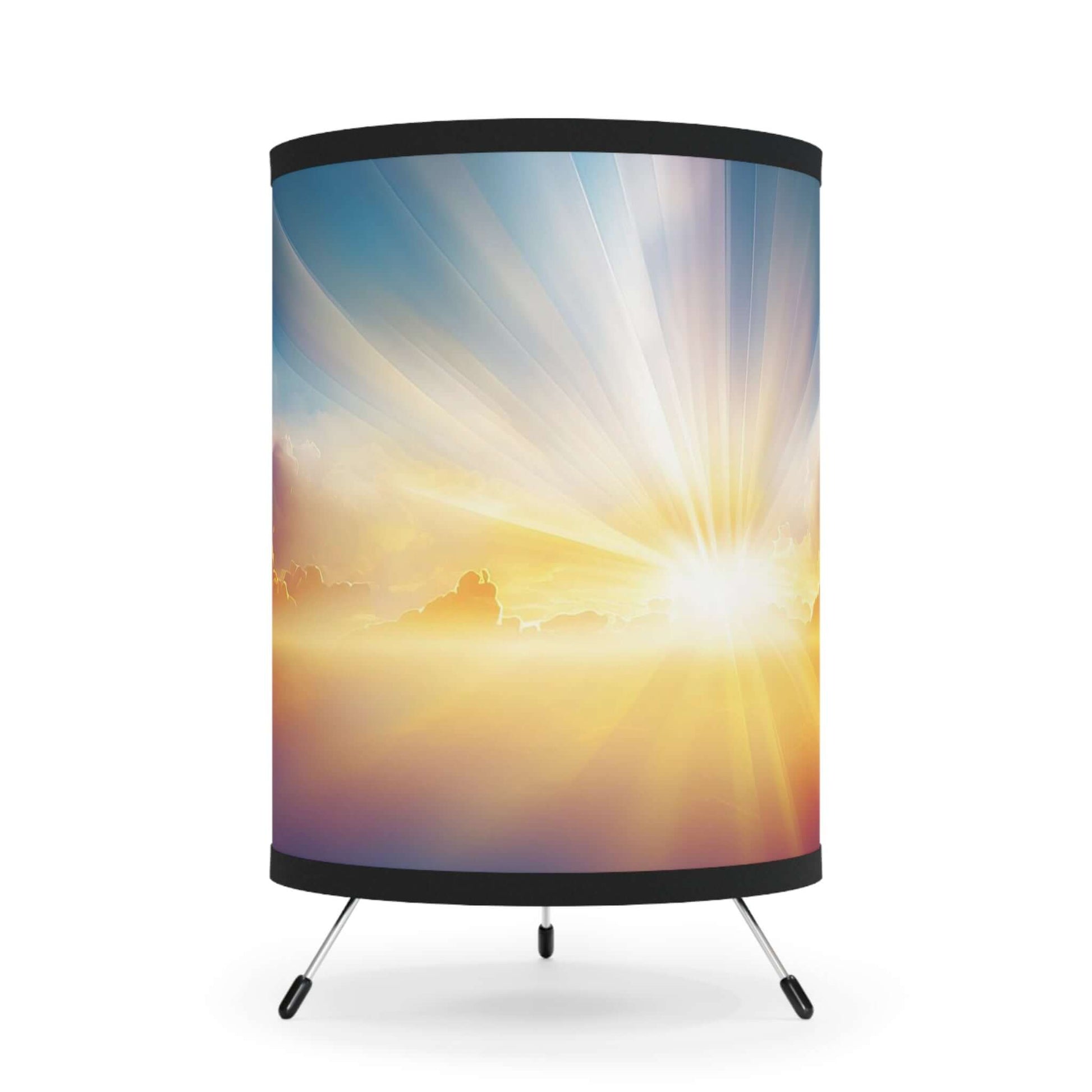 Christian Sunrise Reflecting God's Light Table Lamp Tripod - Perfect Religious Decor, Pastor or Baptism Gift, Christian Art and Merchandise.