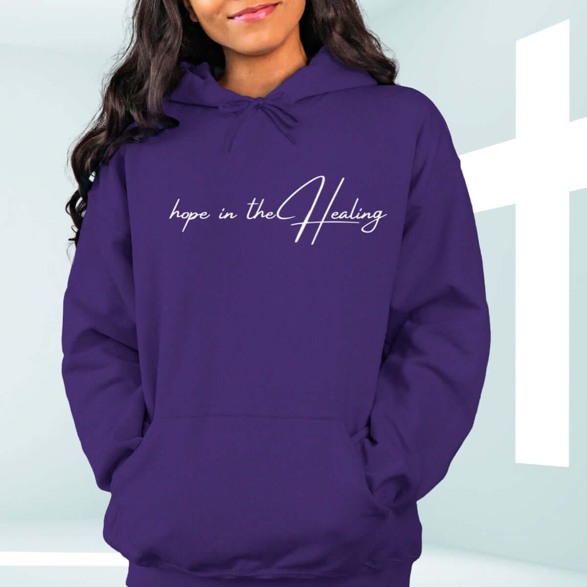 "Hope In The Healing Christian hoodie, faith-based inspirational hooded sweatshirt, hospital or get well soon gift, Bible verse cancer survivor shirt"