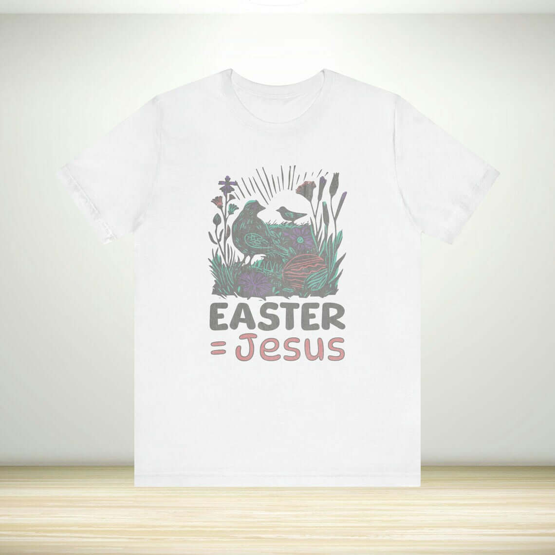 Easter Equals Jesus Christian Easter TShirt | Religious Faith Tee with Bible Verse | Perfect Easter Gift | Soft-Washed Garment-Dyed Fabric