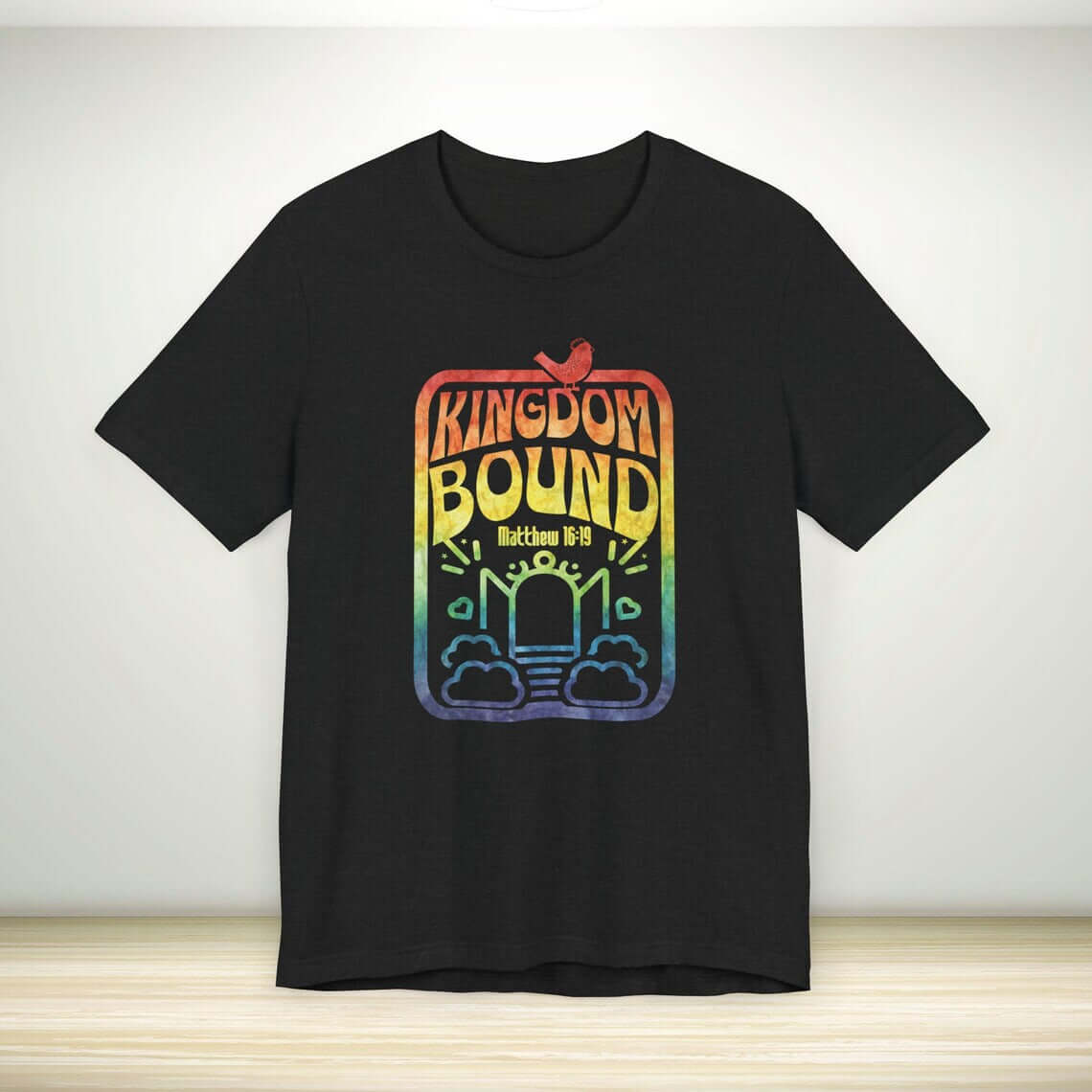 Kingdom Bound Christian shirt with colorful bible verse design, faith apparel perfect as a worship shirt, christian concert shirt, or church tshirt.