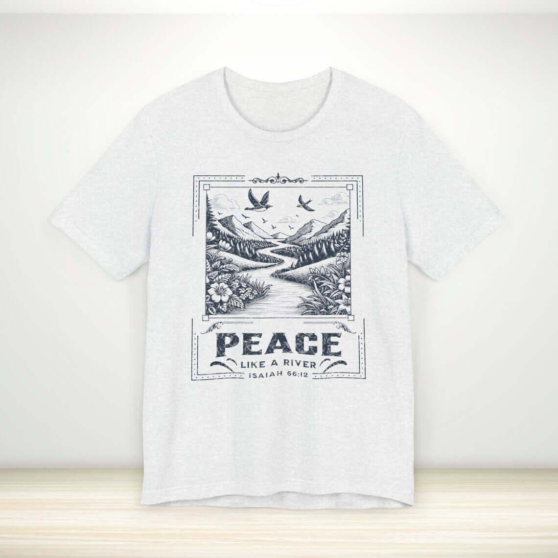 Peace Like A River Christian Tee with Bible Verse Design, Religious T-Shirt for Faith Apparel and Christian Boho Style